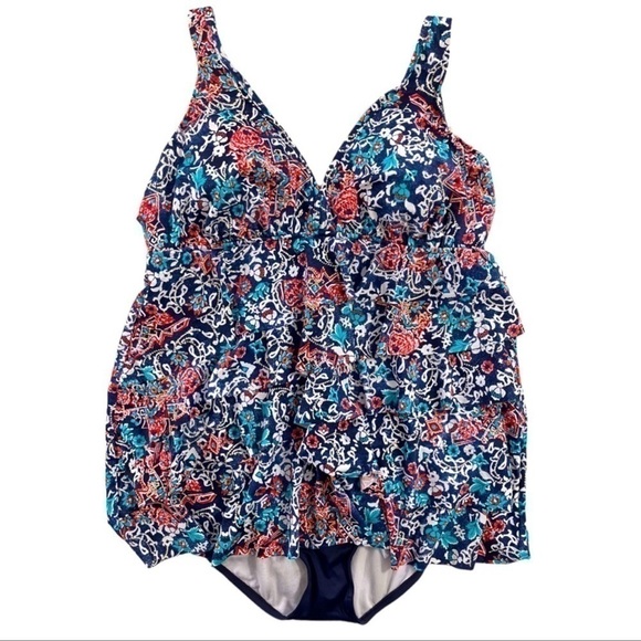 SWIM Solutions All Over Stretch Swimsuit One Piece Slimming Size 18 - Picture 12 of 14